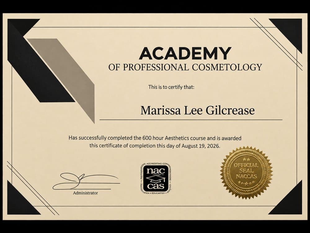 Academy of Professional Cosmetology — 600-hour Aesthetics certificate