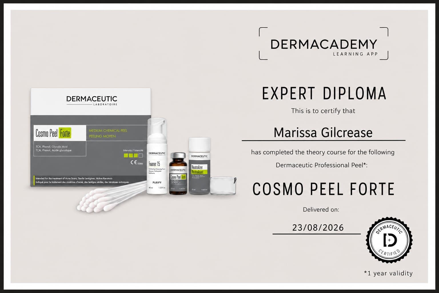 Dermacademy Expert Diploma — Cosmo Peel Forte