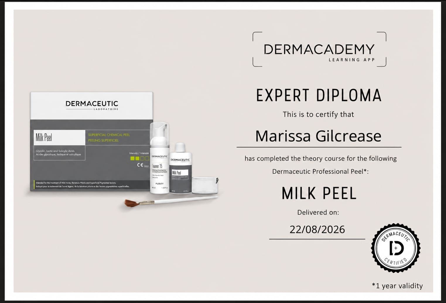 Dermacademy Expert Diploma — Milk Peel